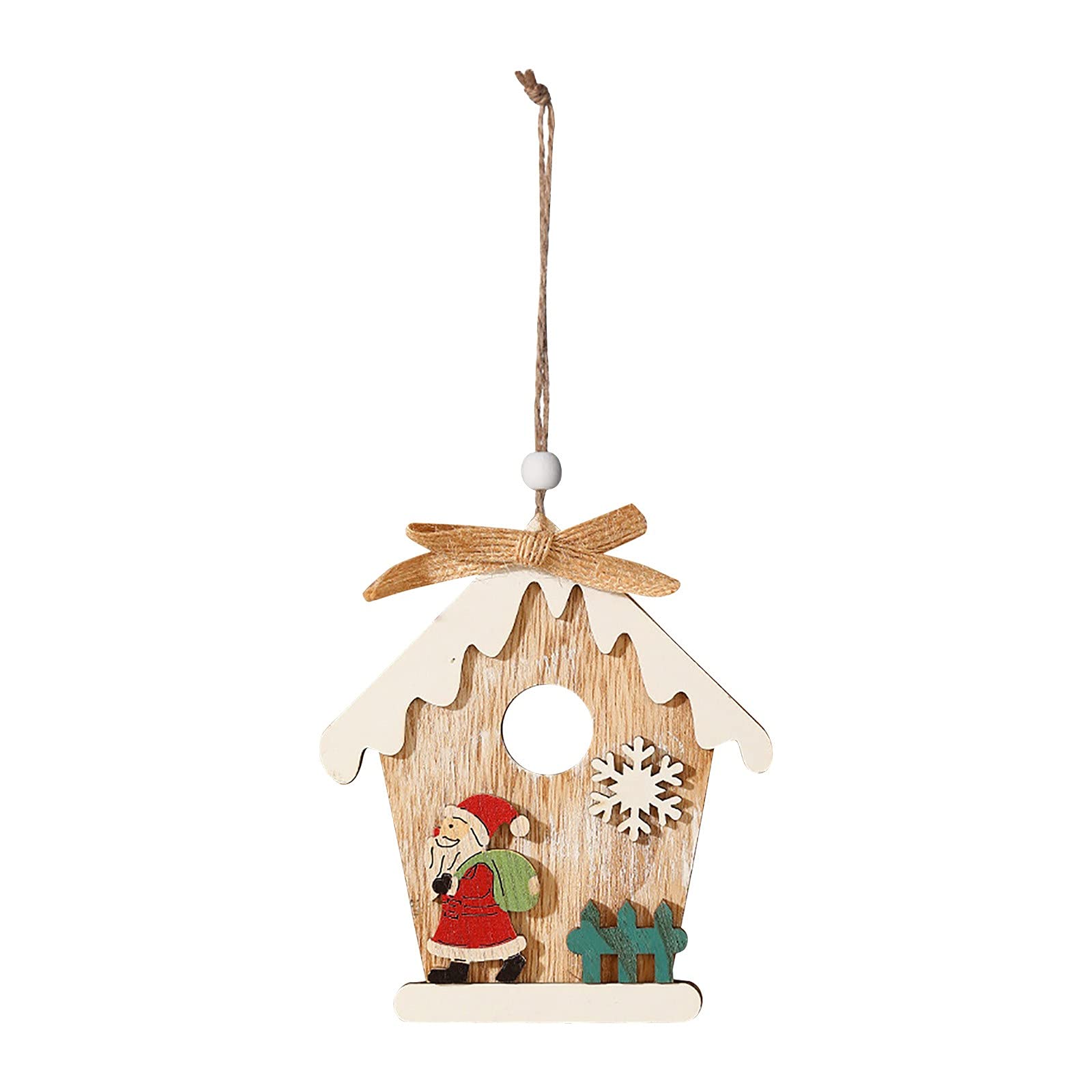 Wooden Christmas Tree Decorations with Colored Bells - Small & Large Hanging Ornaments for Holiday Decor (White, One Size) - Perfect for Xmas Tree, Gift Wrapping, Fireplace & Festive Home Decoration
