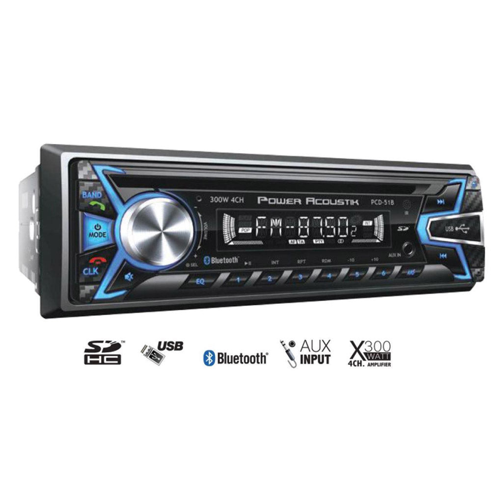 Power Acoustik PCD-51B Single DIN In-Dash CD/MP3 AM/FM Car Stereo Receiver - Perfect for Road Trips & Daily Commutes