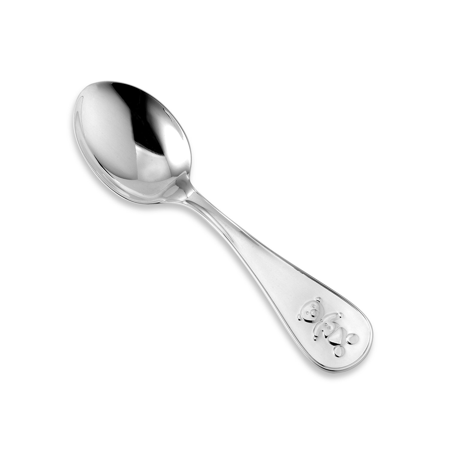 Sterling Silver Baby Spoon and Fork Set with Teddy Bear Design - Personalized Engravable Gift for Newborns | Elegant Keepsake Baby Shower Gift in Gift Box | Made in Italy | Perfect for Christening, First Birthday, and Special Occasions