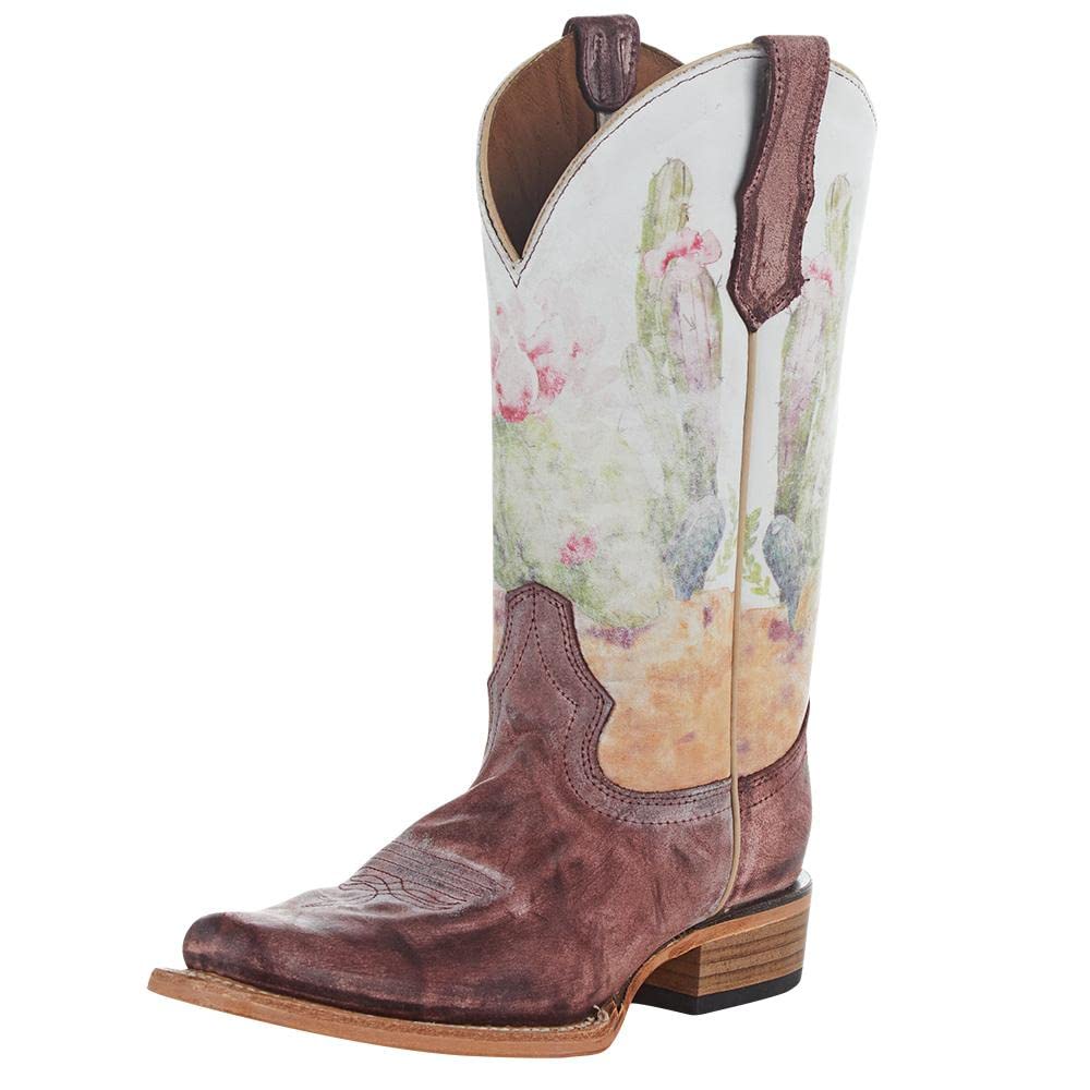 Women's Corral Boots - 11in Square Toe Western Boots in Wine Suede - Size 7.5 B - Perfect for Country Dancing, Rodeos & Cowgirl Fashion