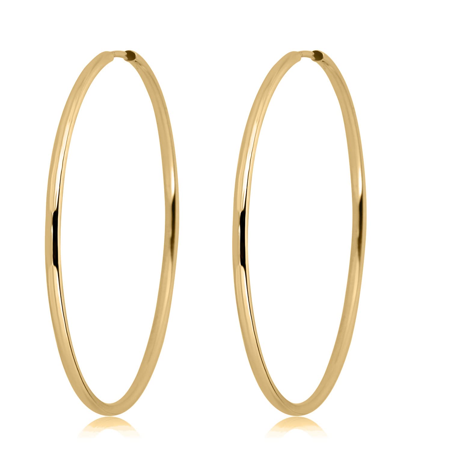 AVORA 14K Gold Endless Continuous Polished Hoop Earrings for Women - Yellow or White Gold, Perfect for Everyday Wear, Date Night & Special Occasions