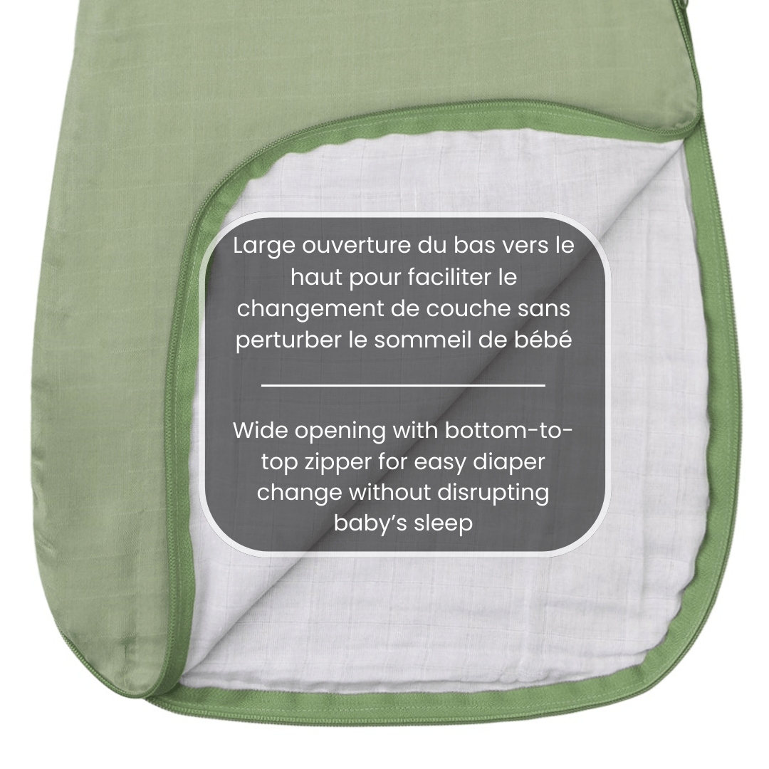 Organic Cotton Muslin Sleep Sack for Babies - Lightweight 0.7 TOG Warmth - Perfect for Nursery, Daycare & Travel (Khaki Color)