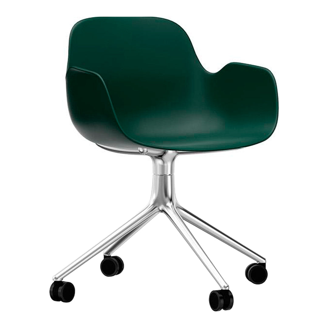 Modern Form Armchair with 4-Wheel Swivel Base - Ergonomic Office Chair for Home & Workspace - Perfect for Desks, Living Rooms, and Study Areas