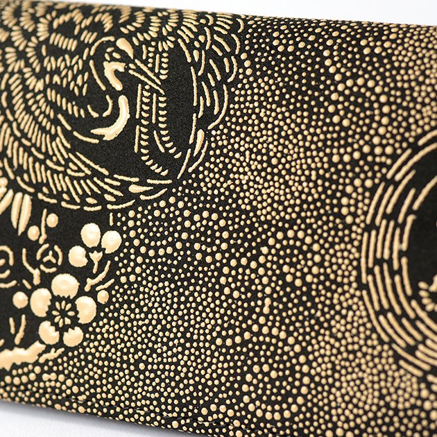 Premium Japanese Deerskin Leather Long Wallet with Urushi Lacquer - Crane & Turtle Design in Gray Black - Handmade in Japan - Perfect for Gifts & Luxury Everyday Use