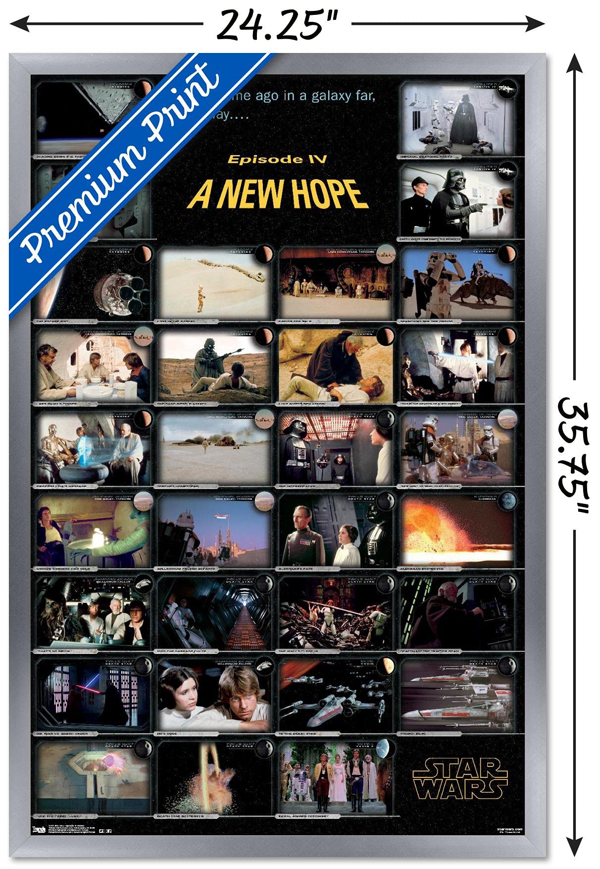 Trends International Star Wars: A New Hope Framed Wall Poster - 22.375 x 34 Inches, Silver Frame | Perfect for Home Theater, Game Room & Office Decor