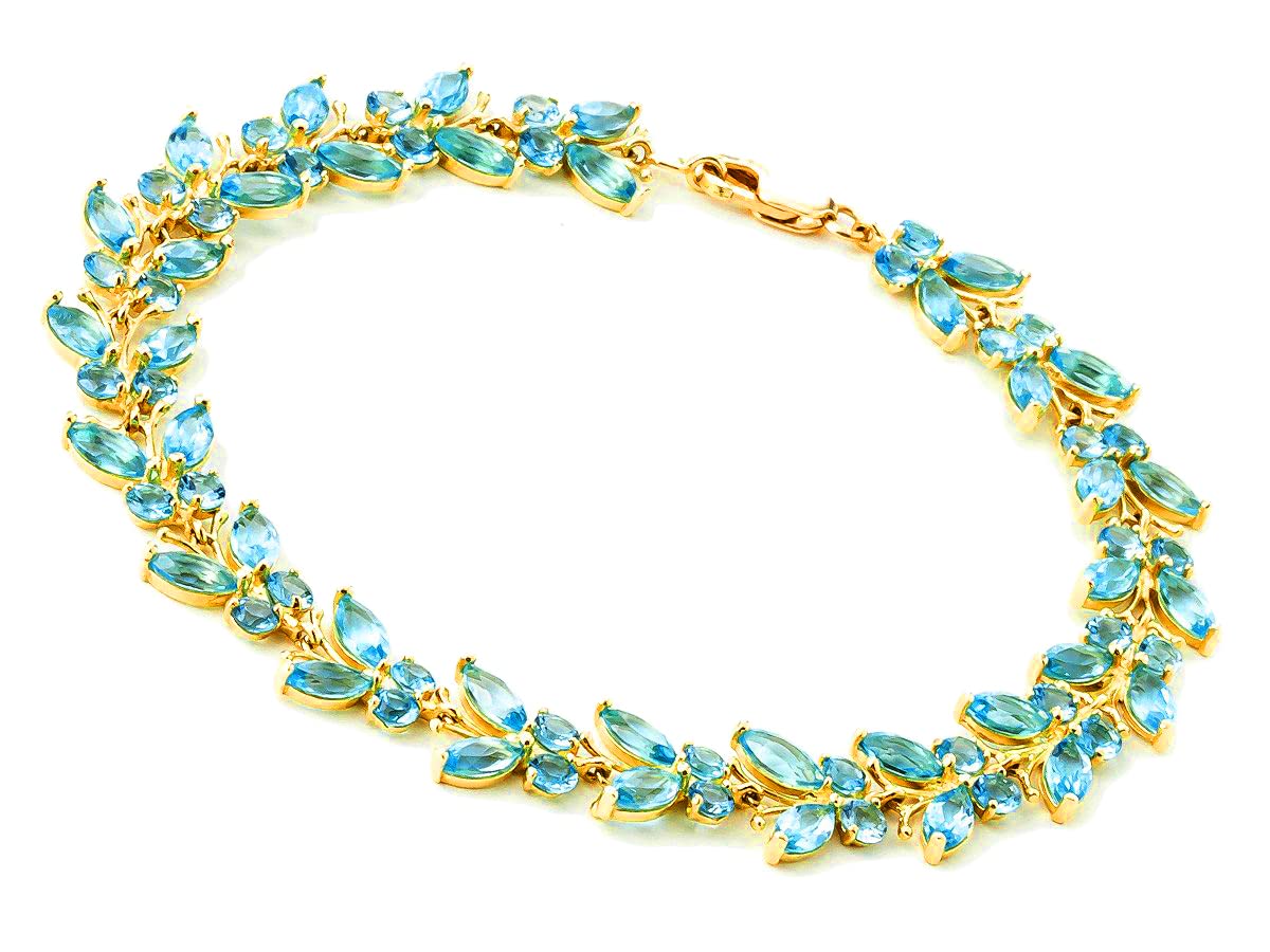 14K Solid Gold Butterfly Bracelet with 16.5 Carat Blue Topaz - Elegant Jewelry for Women, Perfect for Weddings, Anniversaries & Special Occasions