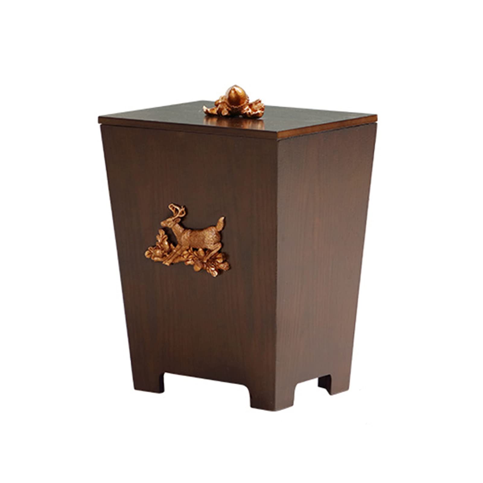 Wooden Trash Can with Lid - Cube Shaped Waste Bin, Creative Retro Style Paper Bins for Bedroom & Living Room | Eco-Friendly Wastebasket for Home Office Decor