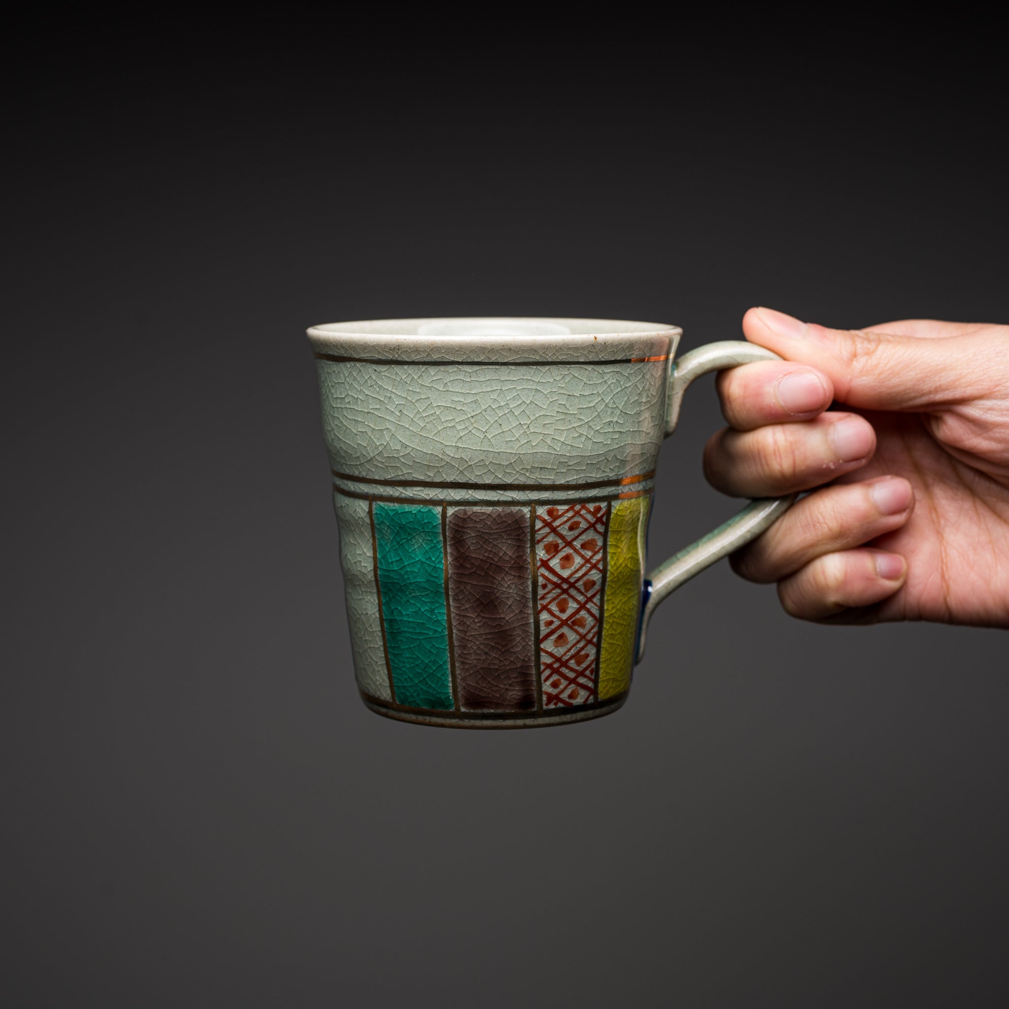 Premium Kutani Ware Ceramic Mug - Green Craze Japanese Tea Cup | Authentic Handcrafted Japanese Porcelain | Perfect for Matcha, Coffee & Home Decor