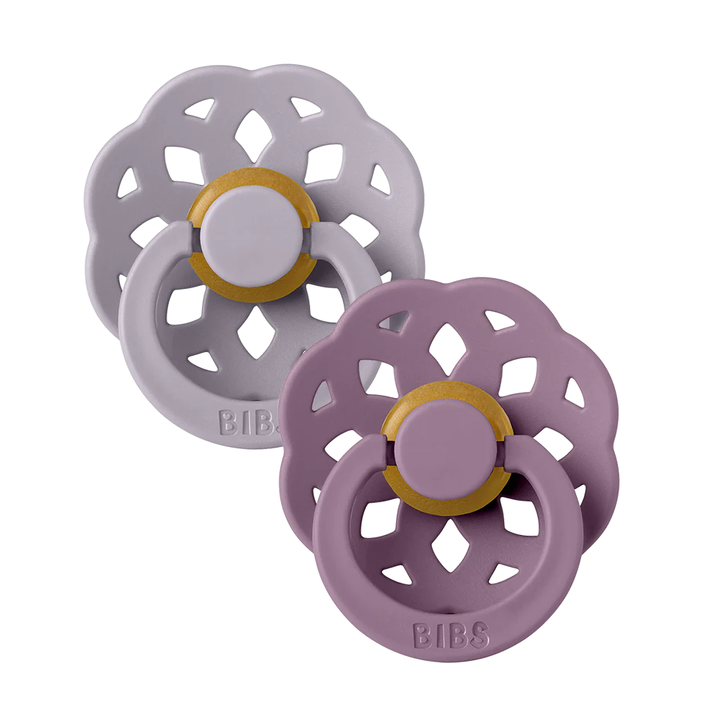 BIBS Round Latex Pacifiers Twin Pack - Natural Rubber Baby Soothers for Newborns & Infants | Perfect for Daytime Comfort & Nighttime Sleep | Bohème Collection