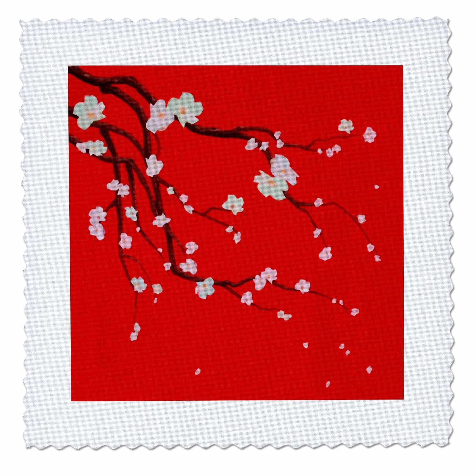 3D Rose Orients Red Express Quilt Square - 10x10 Inch Asian-Inspired Fabric Patch for DIY Quilting, Sewing & Home Decor Projects
