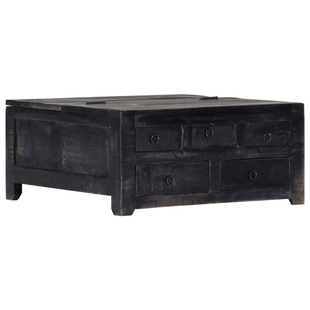 Modern Black Solid Mango Wood End Table - 25.6