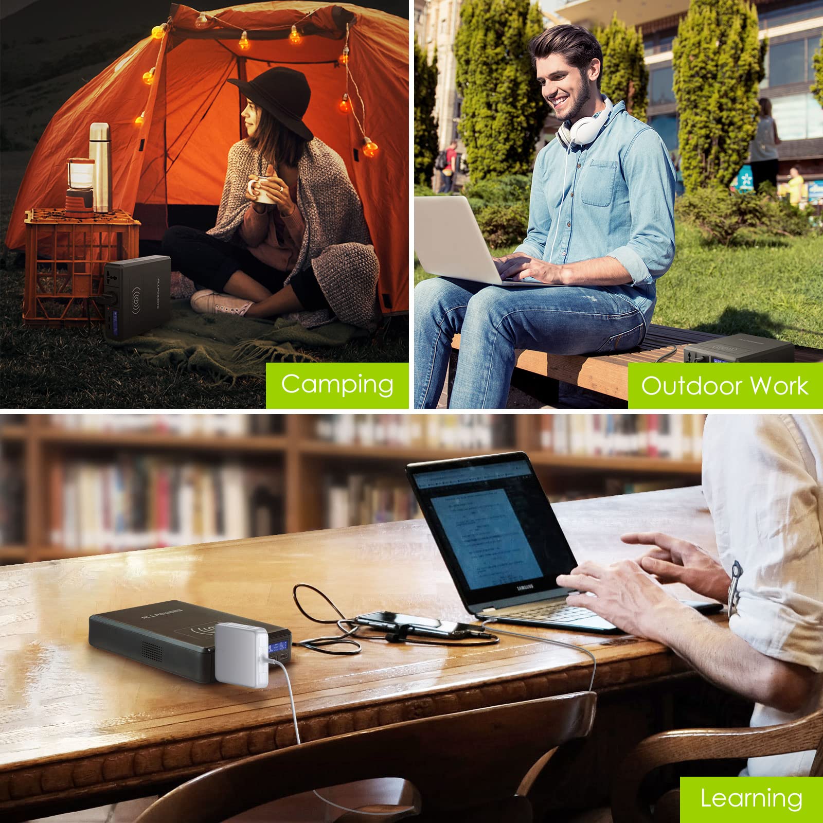 ALLPOWERS 41600mAh Portable Power Bank with AC Outlet - 200W 110V Laptop Charger, USB & Wireless Fast Charging for Phones, Cameras, Drones | Perfect for Travel, Camping & Emergency Power Backup