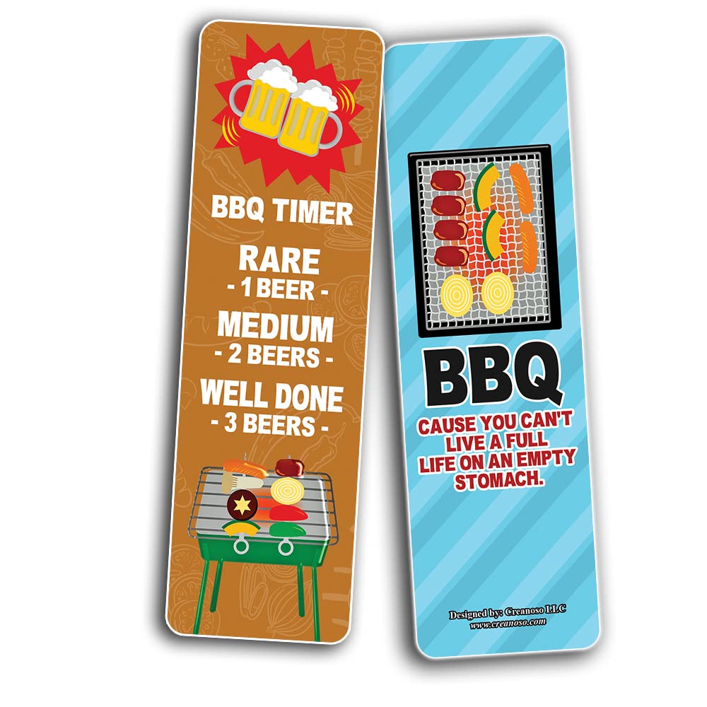 Creanoso Funny BBQ Sayings Bookmarks (12-Pack) - Inspirational Quote Cards for Books - Unique Gifts for Adults & Teens - Perfect for Reading, Gifting & Barbecue Lovers