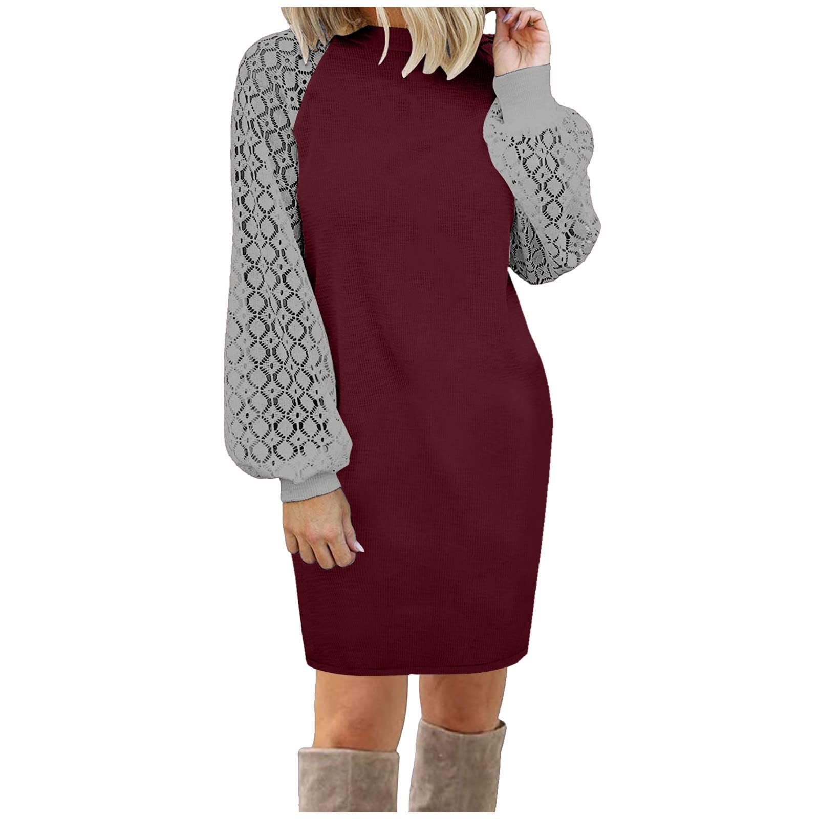 Elegant Long Flowy Dresses for Women - Long Sleeve Lace Trim Casual Loose Knit Maxi Dress z287 | Perfect for Beach Vacations, Date Nights and Summer Parties