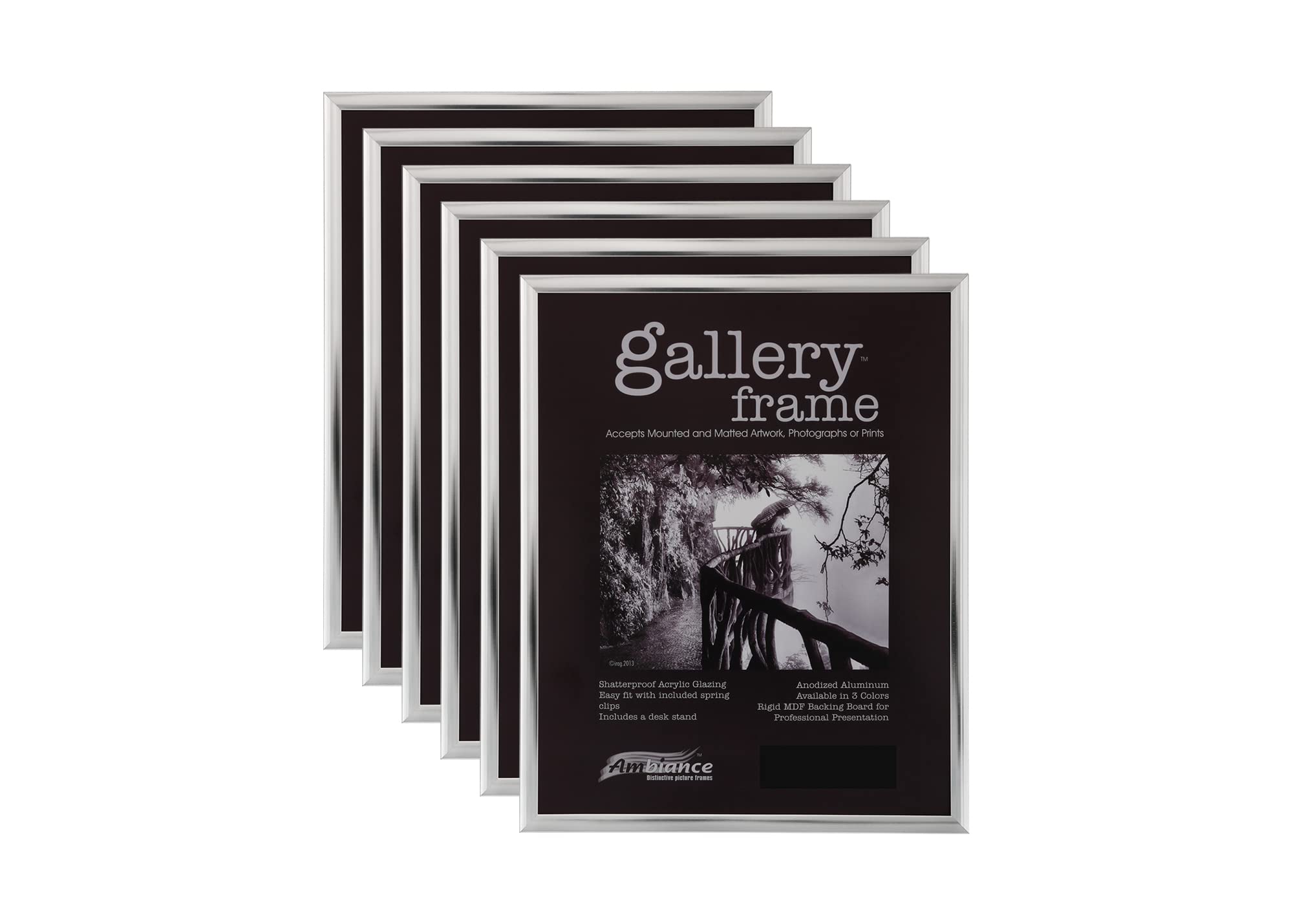 Ambiance Gallery Silver 14x18 Aluminum Picture Frames - 6 Pack Professional Quality Photo Frames for Artists, Canvas, Artwork & Home Decor - Perfect for Wall Displays, Office Decor & Gift Giving