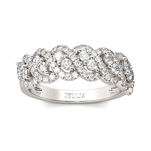 Jeulia Round-Cut Eternity Band Rings - Curved White Diamond Wedding & Engagement Rings in Sterling Silver - Personalized Stackable Ring Set - Perfect Anniversary, Promise Gift for Women & Girls - Ideal for Proposals, Bridal Jewelry, and Special Occasions