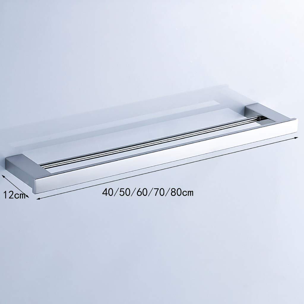 Stainless Steel Double Towel Rack - 50Cm Bathroom Organizer for Towels & Robes | Space-Saving Wall Mounted Storage for Small Bathrooms & Showers