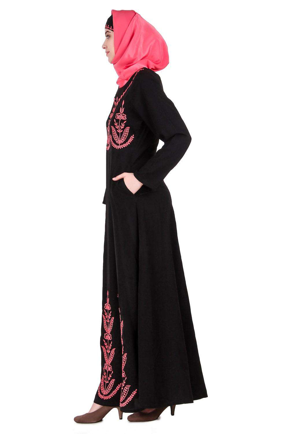 Embroidered Multi-Panel Umbrella Abaya - Islamic Prayer Dress for Women - Perfect for Mosque, Eid, and Special Occasions