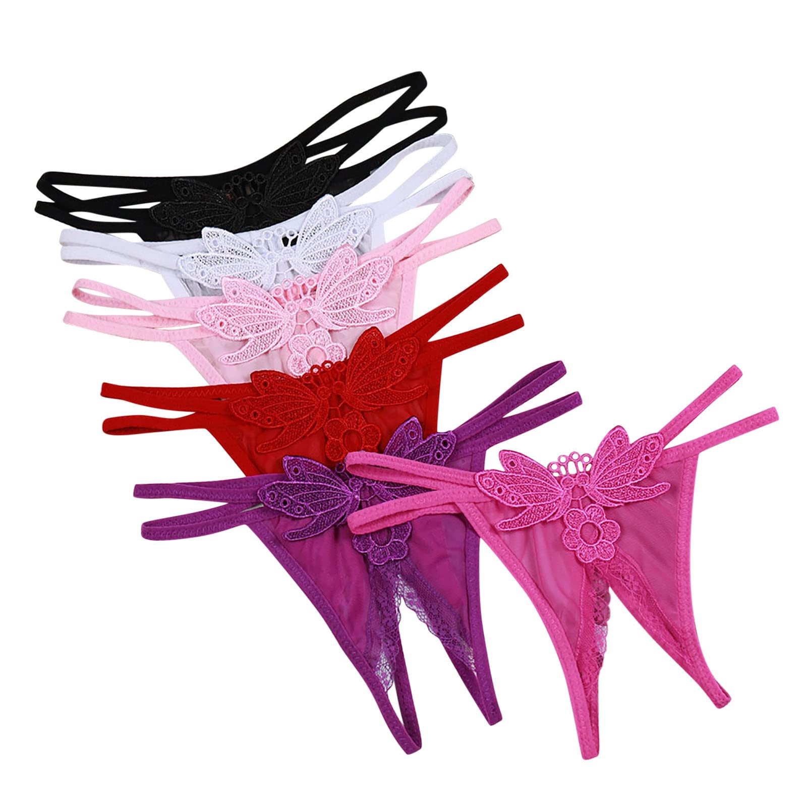 Women's Lace Bow Traceless Underwear Set - 6Pc Lingerie Thong & Briefs | Comfortable G-String Panties for Everyday Wear & Special Occasions