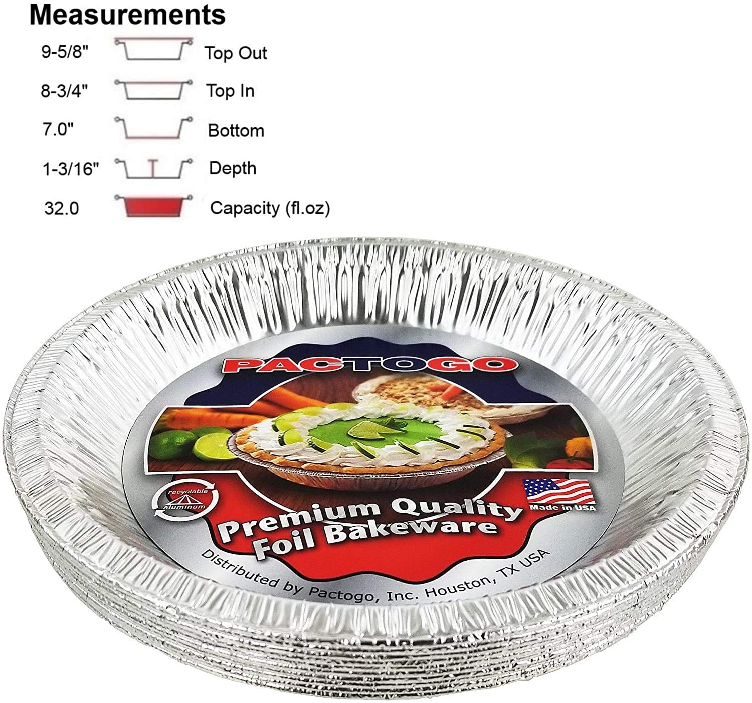 Premium Disposable Aluminum Foil Pie Pans - 9-5/8 Inch Top Diameter (Pack of 500) - Perfect for Baking Pies, Quiches, Tarts & Desserts - Heavy Duty Disposable Baking Tins for Home, Restaurants & Catering Events