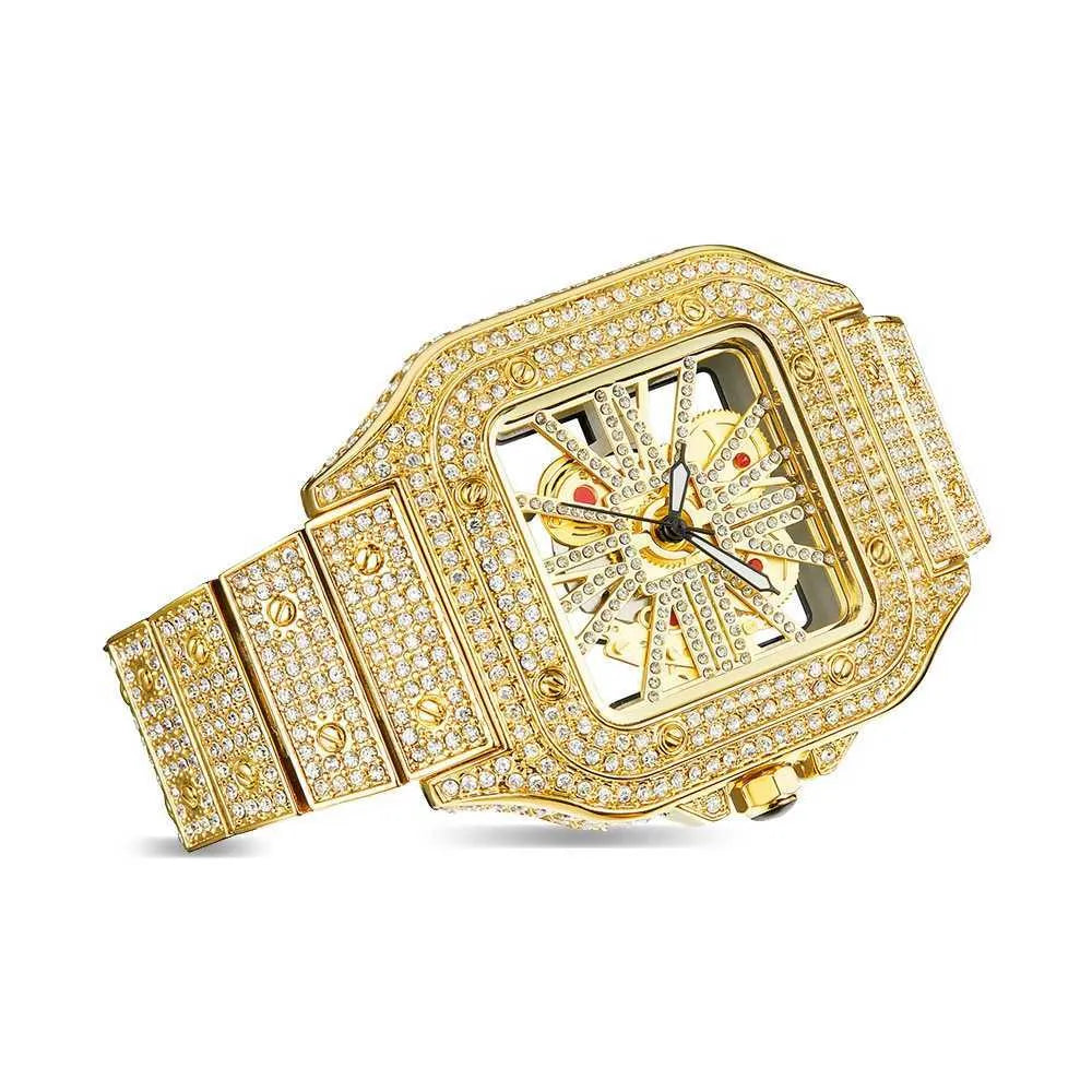 8 Iced Out Diamond Moissanite Gold Watch for Men - Luxury Hip Hop Bling Jewelry - Perfect for Parties, Gifts & Special Occasions