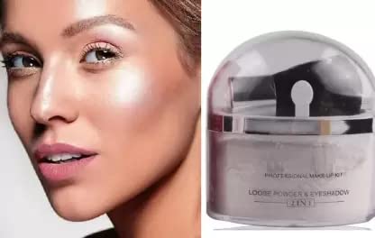 Wiffy Silver Highlighter Loose Powder - Shimmer Eyeshadow for Glam Makeup Looks, Party & Special Occasions