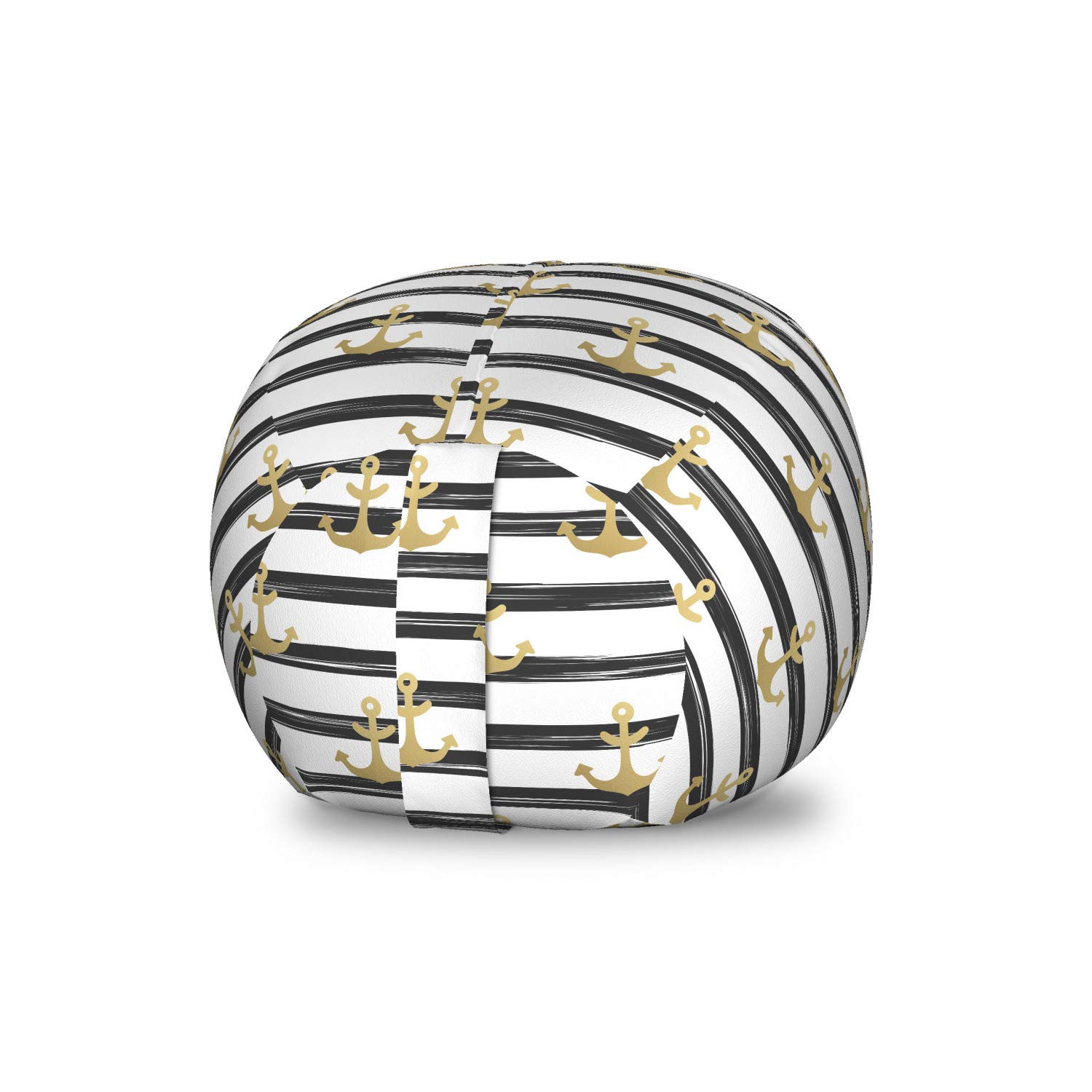 Ambesonne Anchor Toy Storage Bag Chair - Nautical Stripes Design for Stuffed Animal Organizer, Small Size in Sand Brown & White - Perfect for Kids' Rooms, Cruise Trips & Marine-Themed Decor