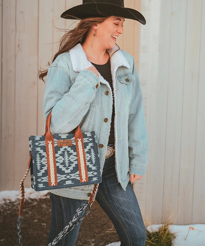Wrangler Aztec Print Tote Bag Set - Stylish & Durable Cotton Tote Bags for Women - Perfect for Shopping, Beach, Travel & Everyday Use