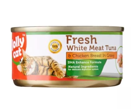 Premium Jolly Cat Canned Cat Food - Fresh White Meat Tuna & Chicken Breast in Gravy, 80g | High-Protein Wet Cat Food for Adult & Senior Cats | Perfect for Mealtime, Weight Management & Picky Eaters