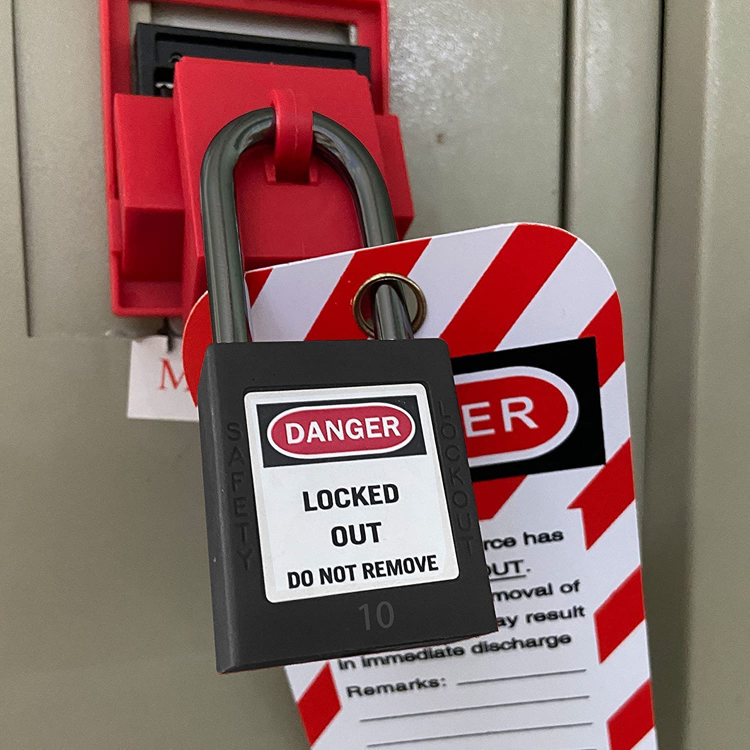 Lockout Tagout Safety Padlock - LOTO Lock with Steel Shackle, Keyed Alike, Black (1 Pack) - Ideal for Industrial Equipment, Machinery Maintenance & Small Luggage Security
