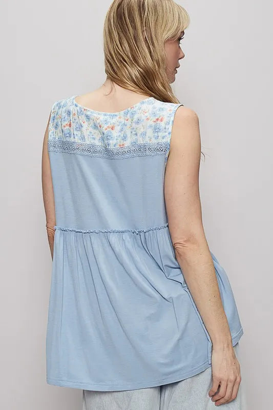 Lace Floral Beachy Boho Top for Women - Summer Boho Chic Blouse with Floral Lace Trim - Perfect for Beach Vacations, Music Festivals & Casual Outings