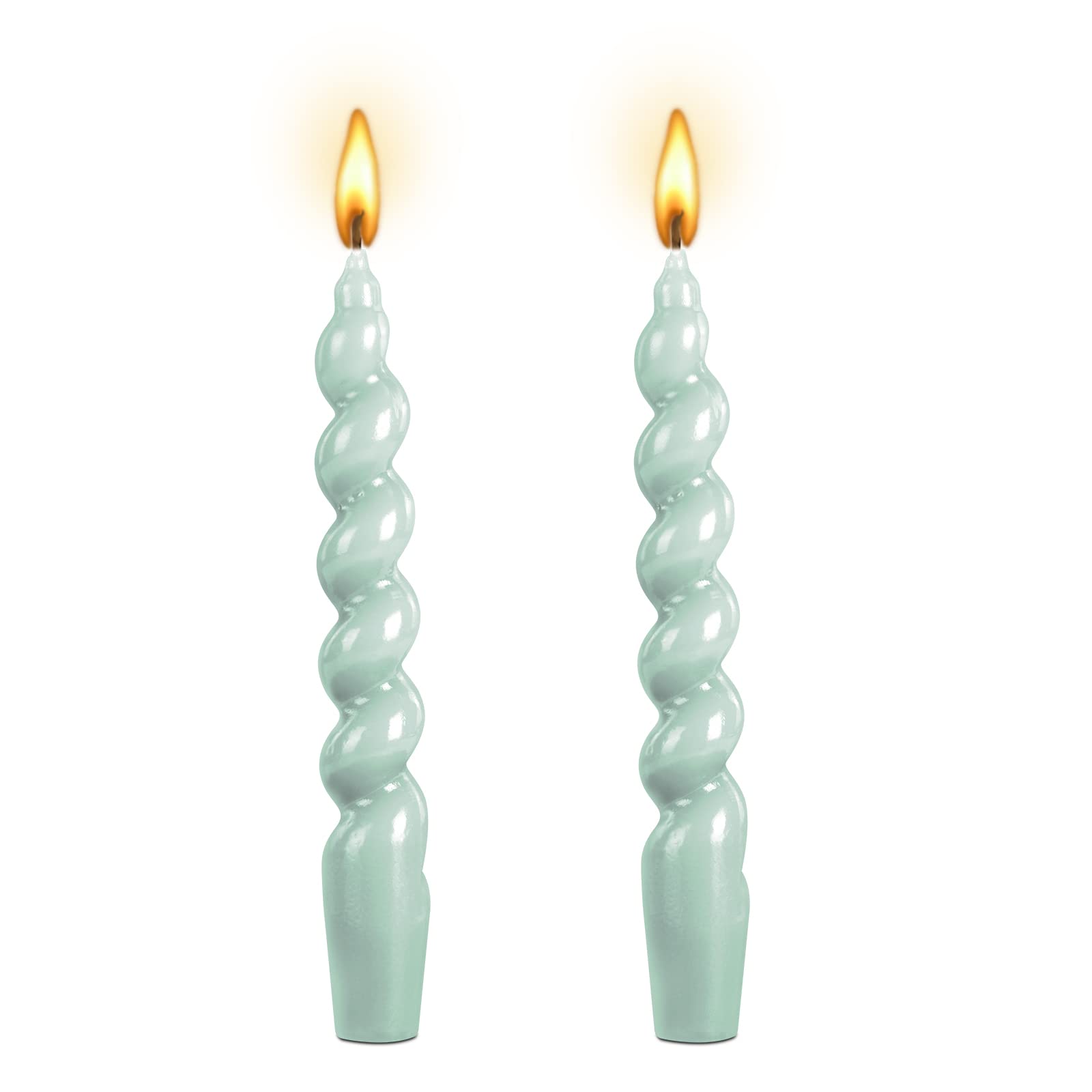 Spiral Taper Dinner Candles - 7.5 Inch Unscented Conical Stick Candles, Aesthetic Decorative Candles for Christmas, Weddings & Dining Table Centerpieces (2-Pack, Blue)