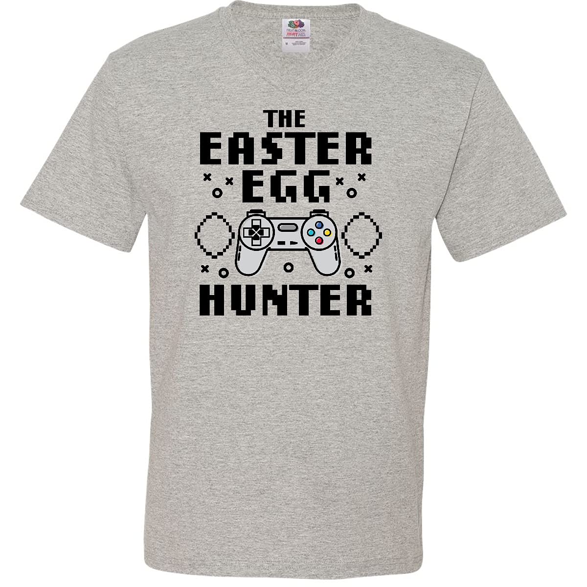 Happy Easter The Easter Egg Hunter Gamer Men's V-Neck T-Shirt - Funny Easter Egg Hunting Graphic Tee for Men - Perfect for Easter Parties, Egg Hunts & Gamer Gifts