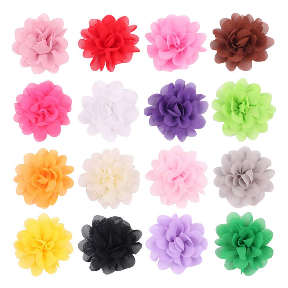 20 Pcs Chiffon Flower Hair Clips for Women, Girls & Kids - Soft Floral Hair Accessories for Baby, Party, Wedding & Everyday Use - Assorted Colors