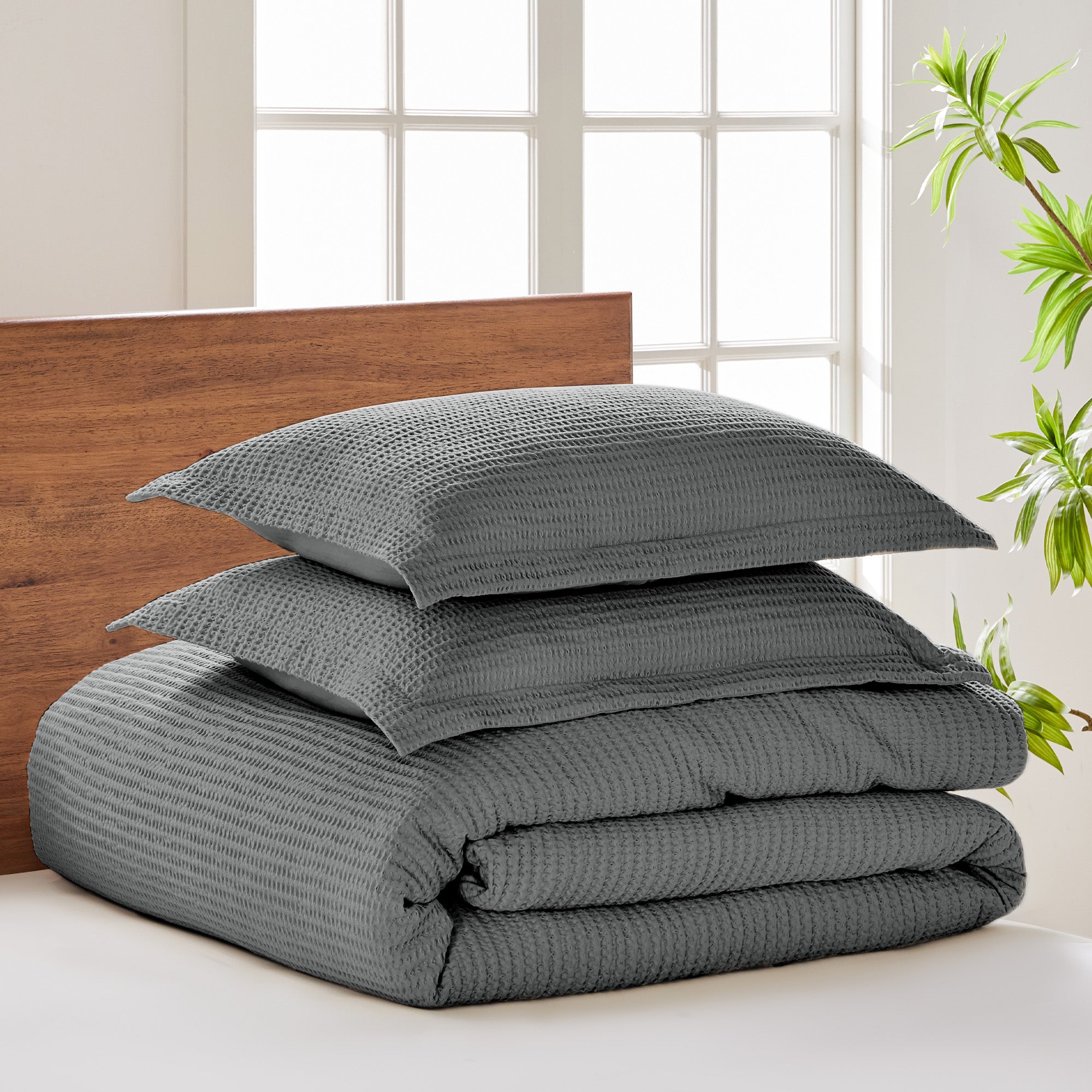 Premium Cloud Waffle Comforter Set - Ultra Soft Breathable Bedding for All Seasons | Cozy Home & Hotel Luxury Bedroom Decor