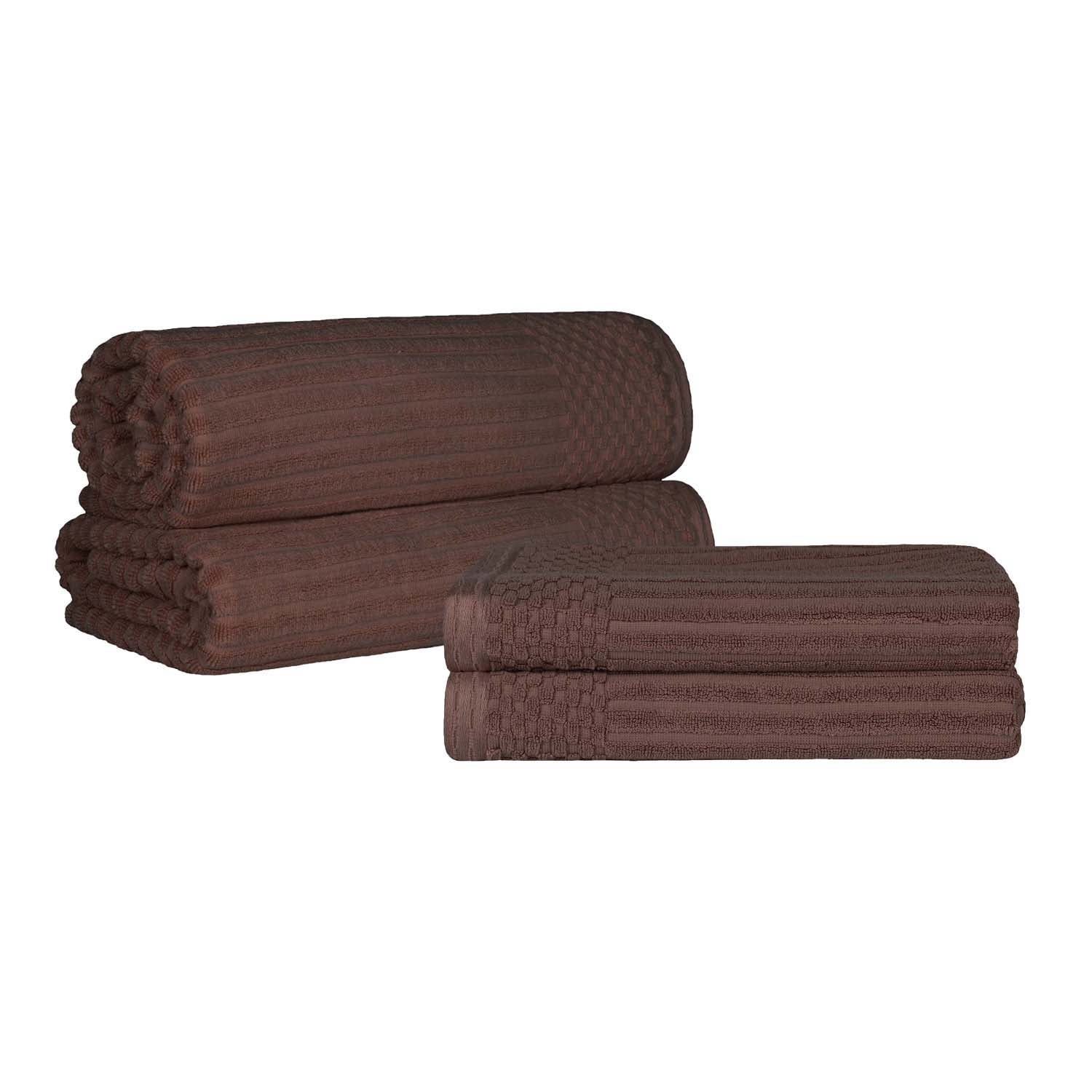 Premium Soho Ribbed Textured Cotton Bath Towel Set - Ultra Absorbent & Quick Dry - Luxury Spa & Bathroom Towels for Hotel, Home, Gym Use