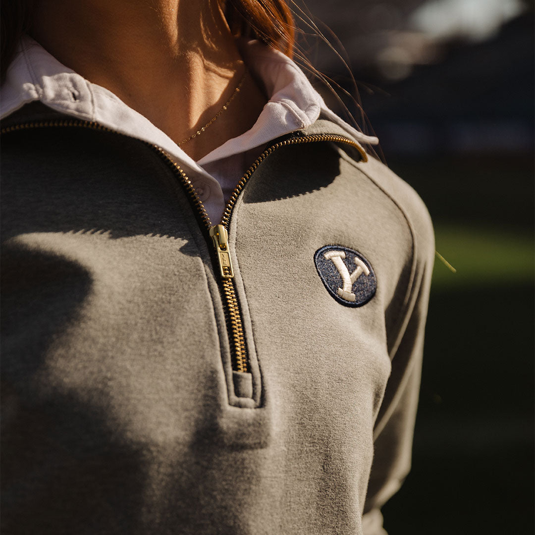BYU Oxford Zip Up Hoodie - Heather Grey | Men's Casual Pullover for College, Streetwear & Outdoor Activities