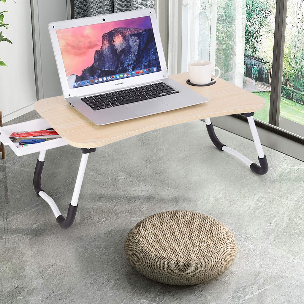 Foldable Portable Laptop Desk - Adjustable Multifunction Bed Tray for Laptop, Breakfast, Reading & Work | Perfect for Home, Office & Dorm Use (Khaki)
