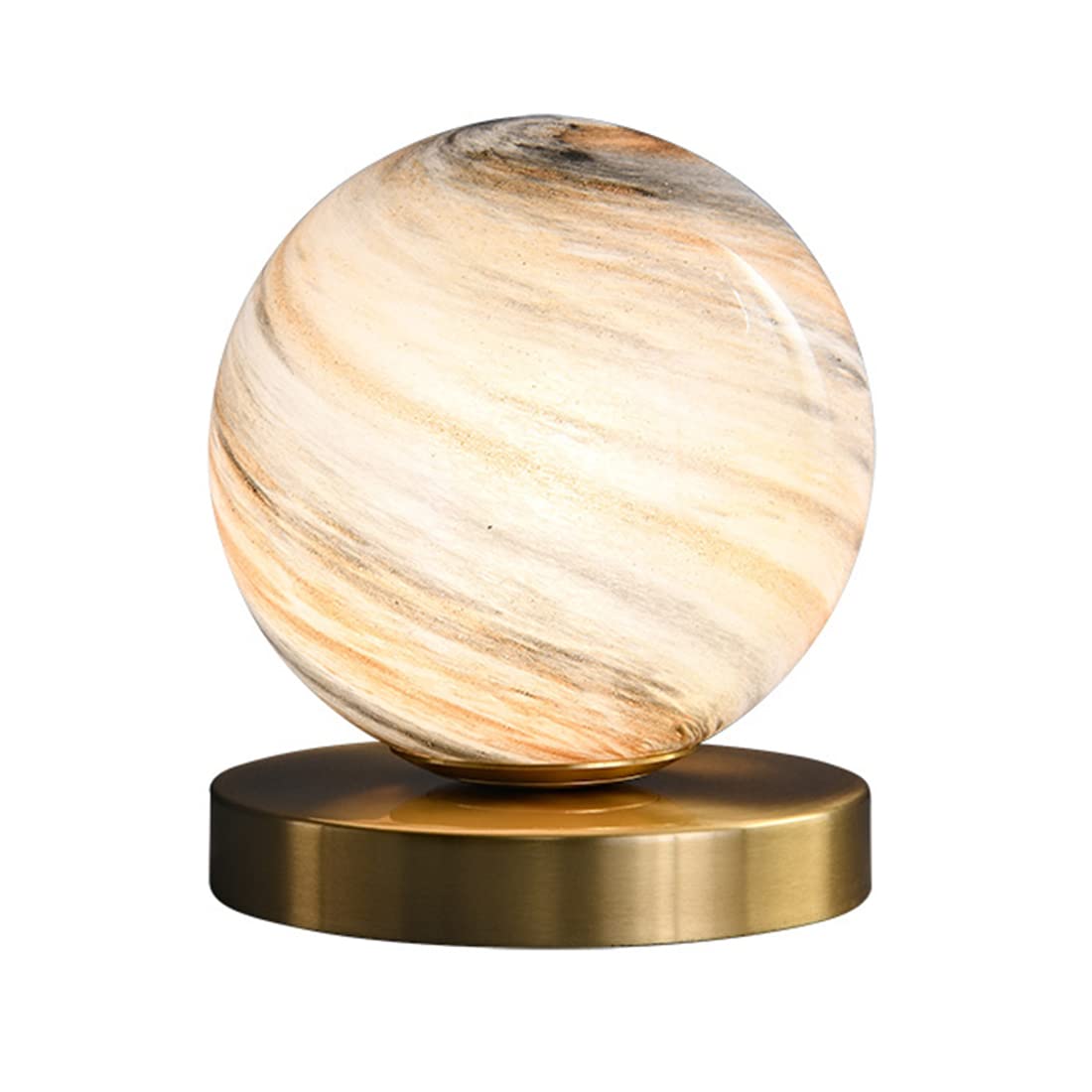 Gold Handblown Glass Globe Table Lamp - Bedside Reading Lamp for Bedroom, Office & Library - Plug-in Desk Light with Moon Shade (Perfect for Nightstands, Workspaces & Cozy Reading Nooks)