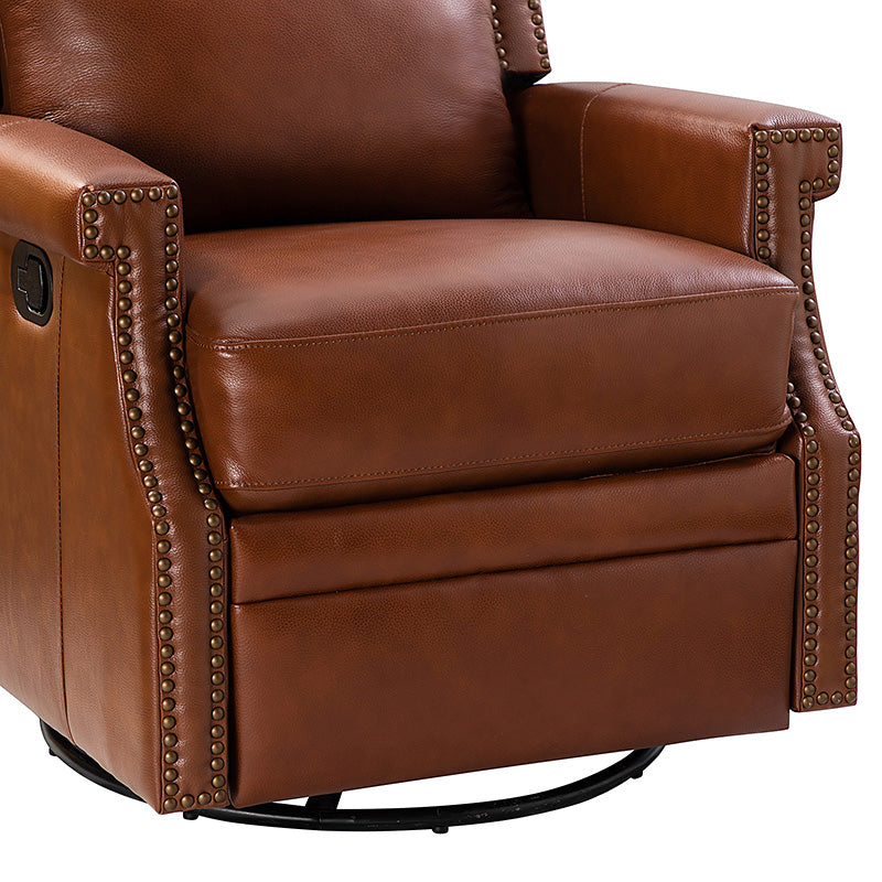 Canace Modern Genuine Leather Manual Glider Rocker Recliner Chair - Comfortable Swivel Lounge Chair for Living Room, Nursery, and Office Relaxation