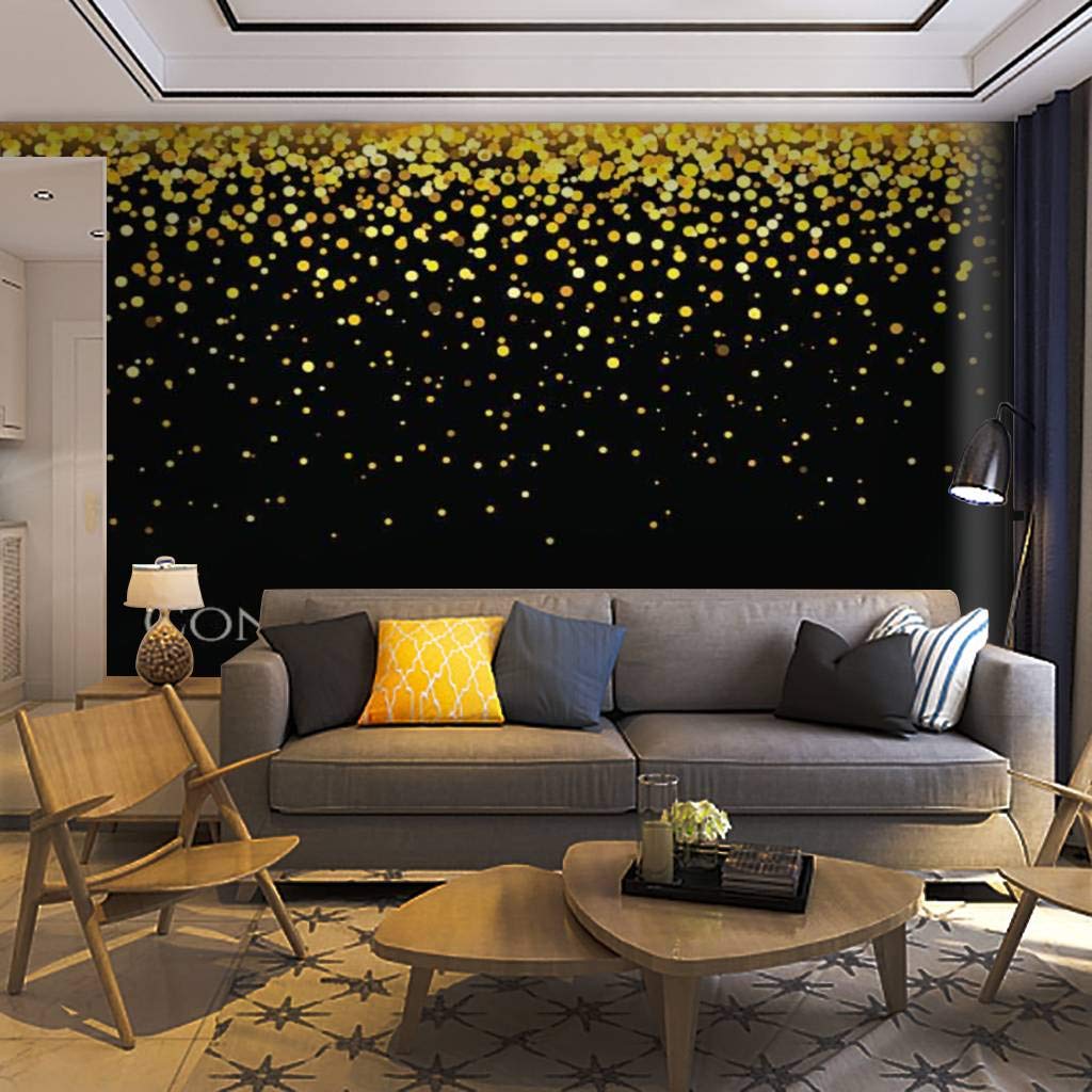 Christmas Gold Glitter Confetti Wallpaper Mural - Self-Adhesive Peel & Stick Removable Wall Decal with Gold Dot Pattern for Living Room, Bedroom & Home Decor | Perfect for Holiday Parties & Festive Interior Design