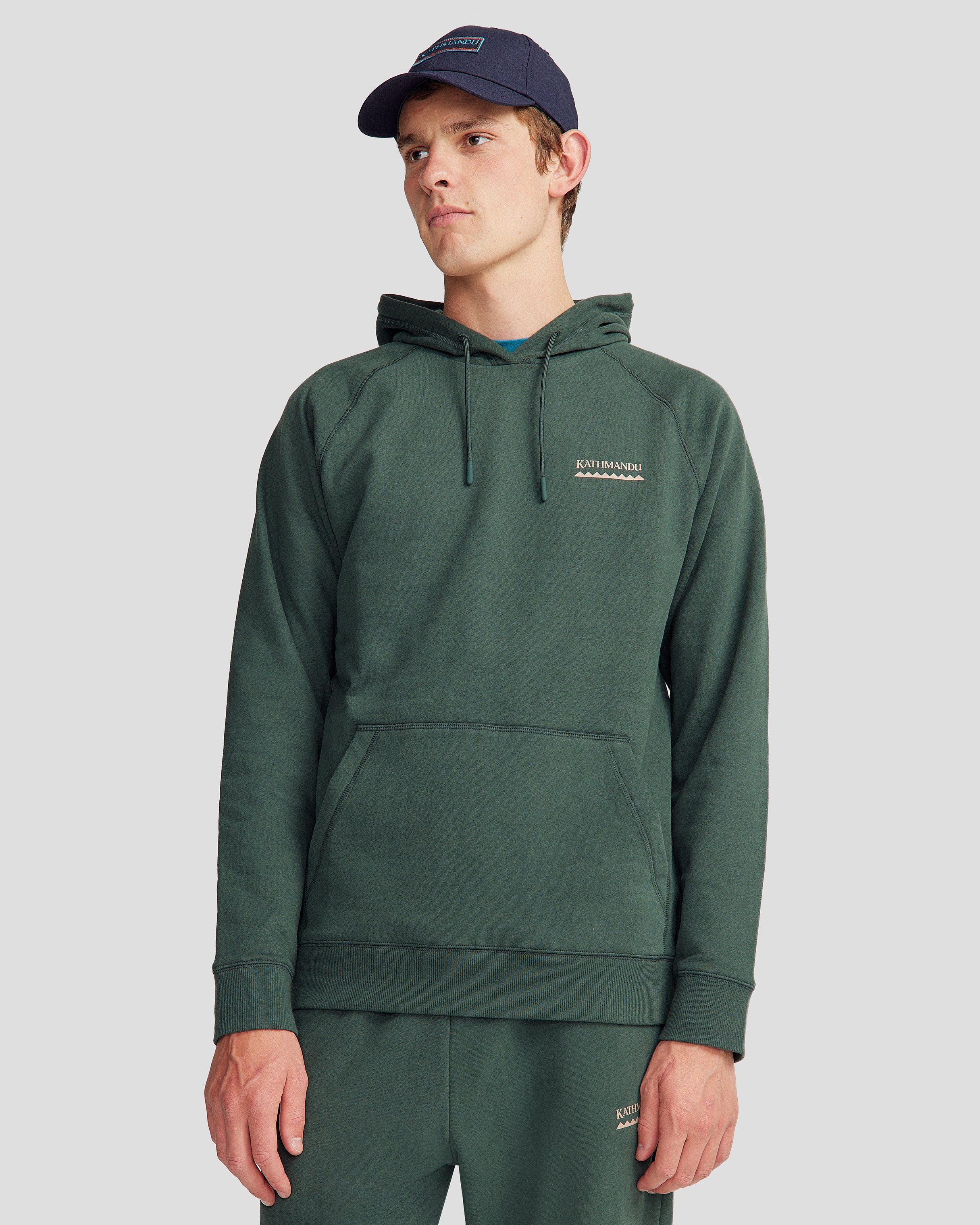 Heritage Logo Brushed Hoodie for Men - Soft Cotton Pullover Sweatshirt with Classic Design in Deep Forest Green | Perfect for Casual Wear, Outdoor Activities & Street Style Fashion
