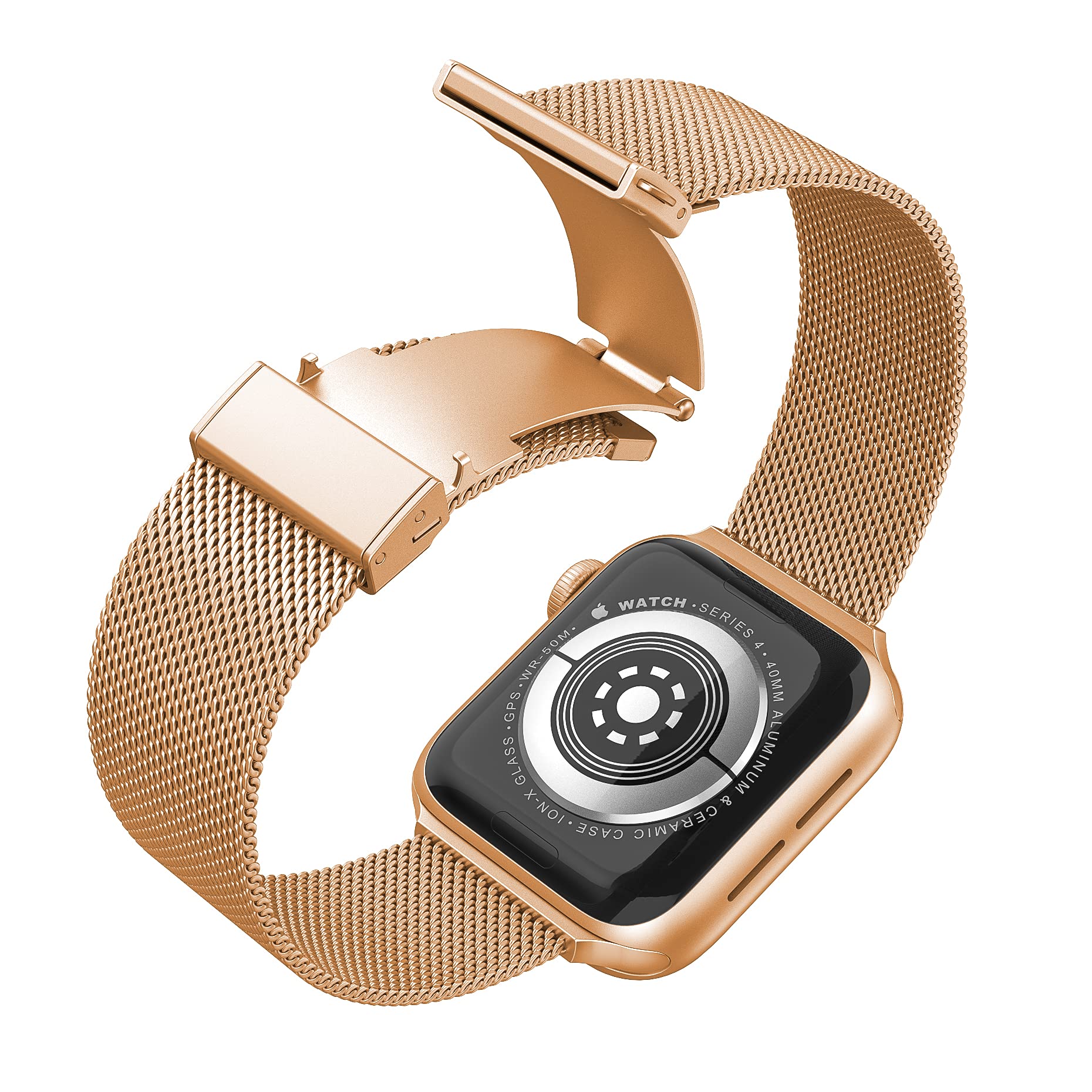 Premium Stainless Steel Mesh Apple Watch Band - Compatible with 38mm/40mm/41mm iWatch Series 7/6/5/4/3/2/1/SE - Adjustable Sport Strap for Women & Men in Rose Gold - Perfect for Workouts, Office Wear & Everyday Fashion
