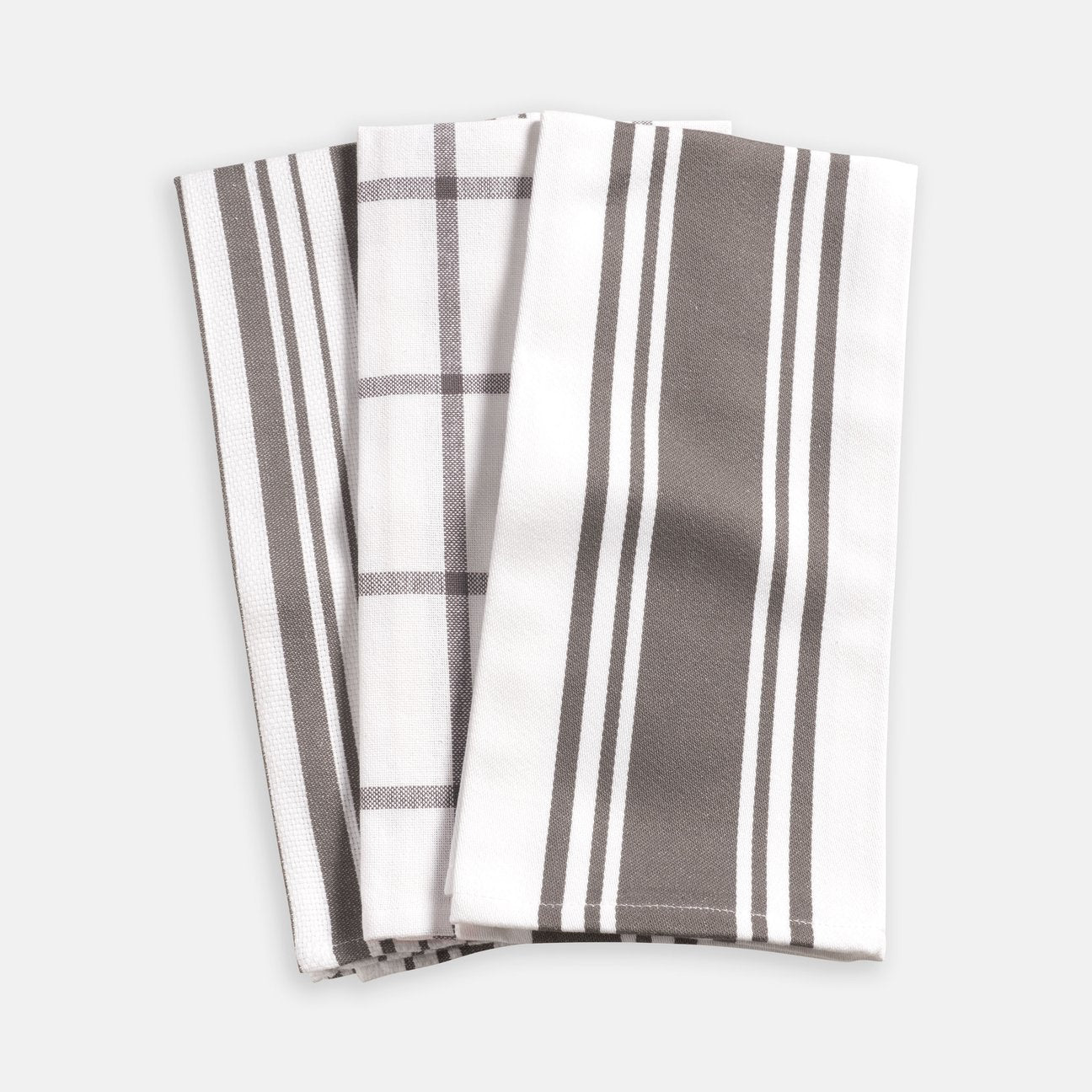 KAF Home Set of 3 Premium Kitchen Pantry Towels in Pewter Gray - Absorbent Dish Cloths for Cooking, Baking & Kitchen Cleaning