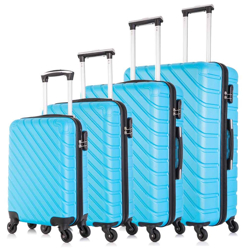 Apelila ABS Hardshell Luggage Set with 360° Spinner Wheels - 4-Piece Carry-On Suitcases (Sky Blue) | Perfect for Air Travel, Business Trips & Family Vacations