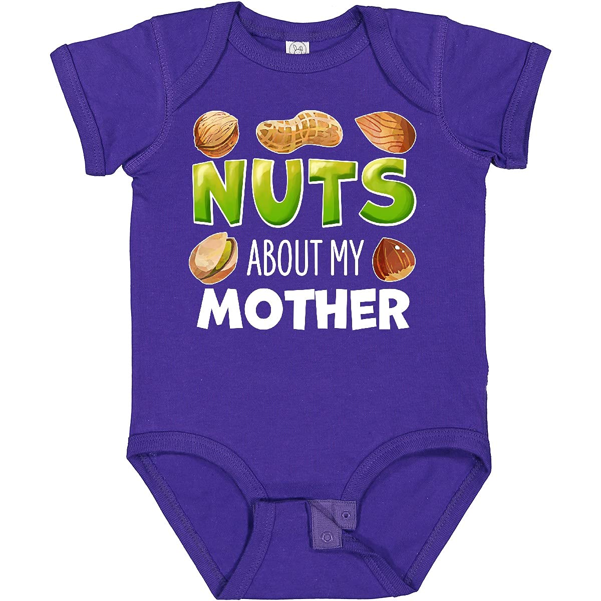 Inktastic 'Nuts About My Mother' Peanut Almond Pistachio Baby Bodysuit - Cute Outfit for Mother's Day, Baby Shower & Family Photos