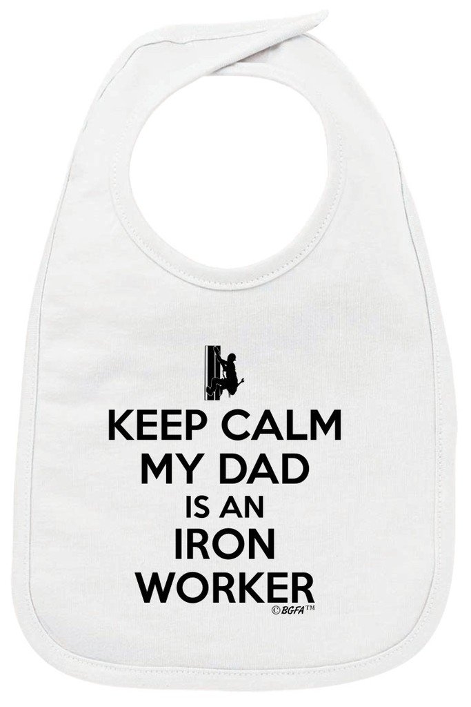 Keep Calm My Dad is an Iron Worker Baby Bodysuit & Bib Set - Cute Outfit for Construction Worker's Child | Perfect for Father's Day, Family Photos & Work Appreciation Gifts