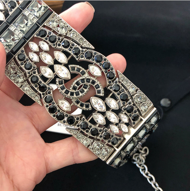 Chanel 15K Crystal CC Art Deco Style Runway Choker Necklace - Luxury Fashion Jewelry for Women, Perfect for Evening Gala, Red Carpet Events & Special Occasions