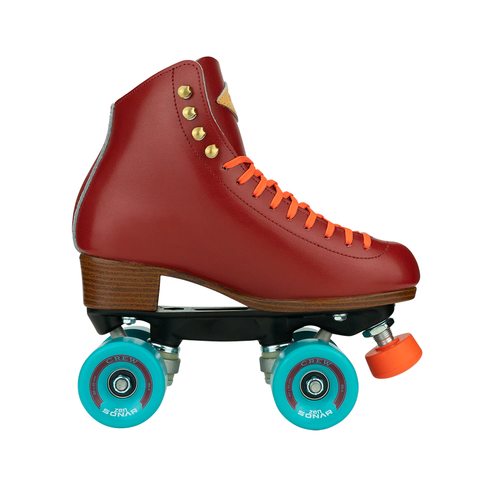 Riedell Crew Roller Skates - Crimson Red Women's Quad Skates for Outdoor & Indoor Skating - Perfect for Rink, Park, and Street Roller Skating