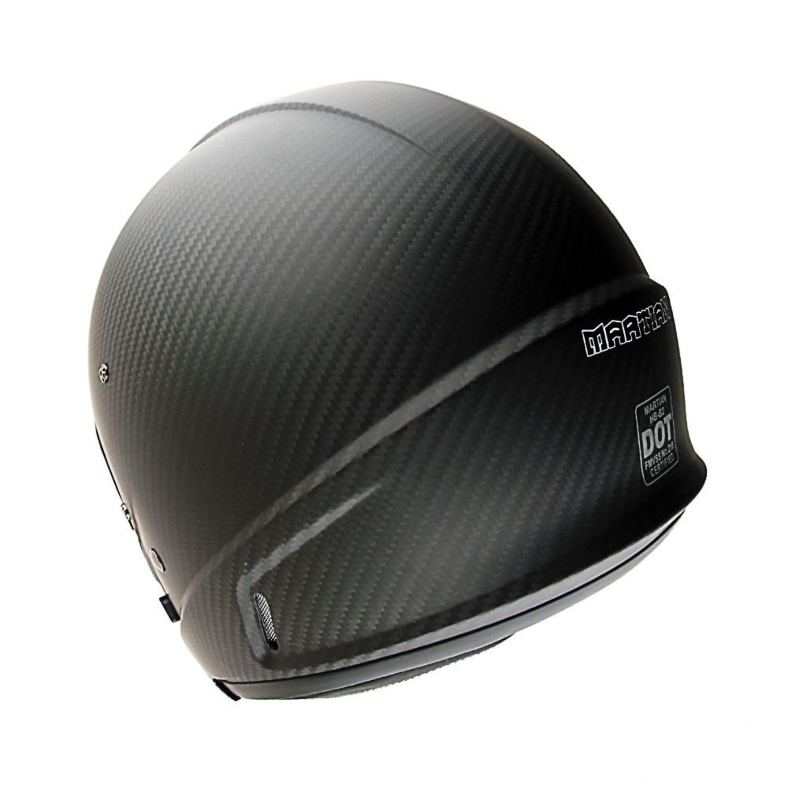 Martian Genuine Carbon Fiber Motorcycle Helmet HB-B2 - DOT Approved Full Face & Open Face Glossy Black - Lightweight & Durable for Street Riding, Racing & Cruising